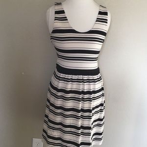J Crew Villa Dress in Stripe Black Ivory 35389